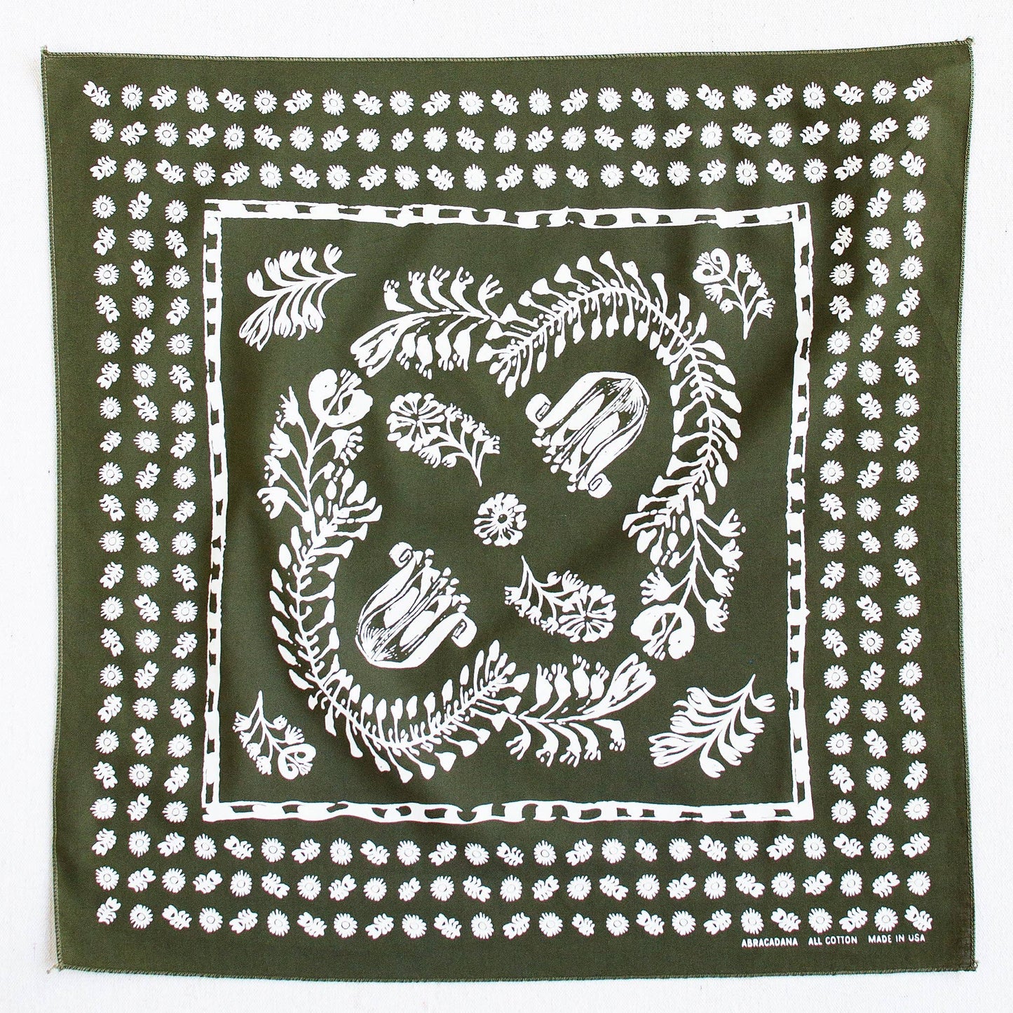 Olive Floral Bandana