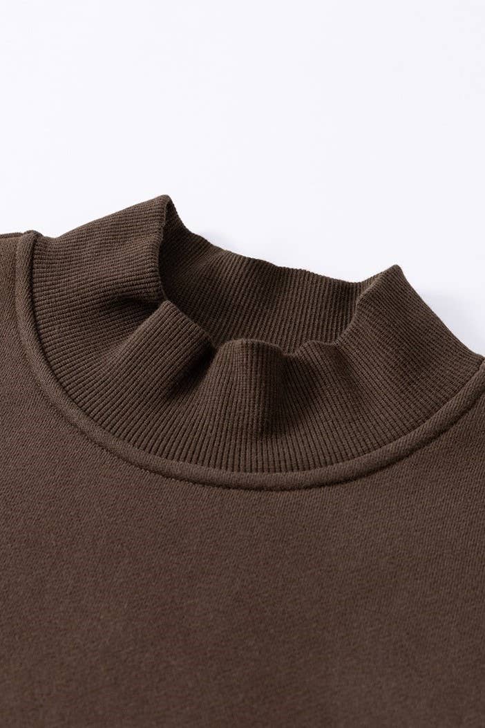 Cotton blend Fleece Oversized mock neck sweatshirt in solid