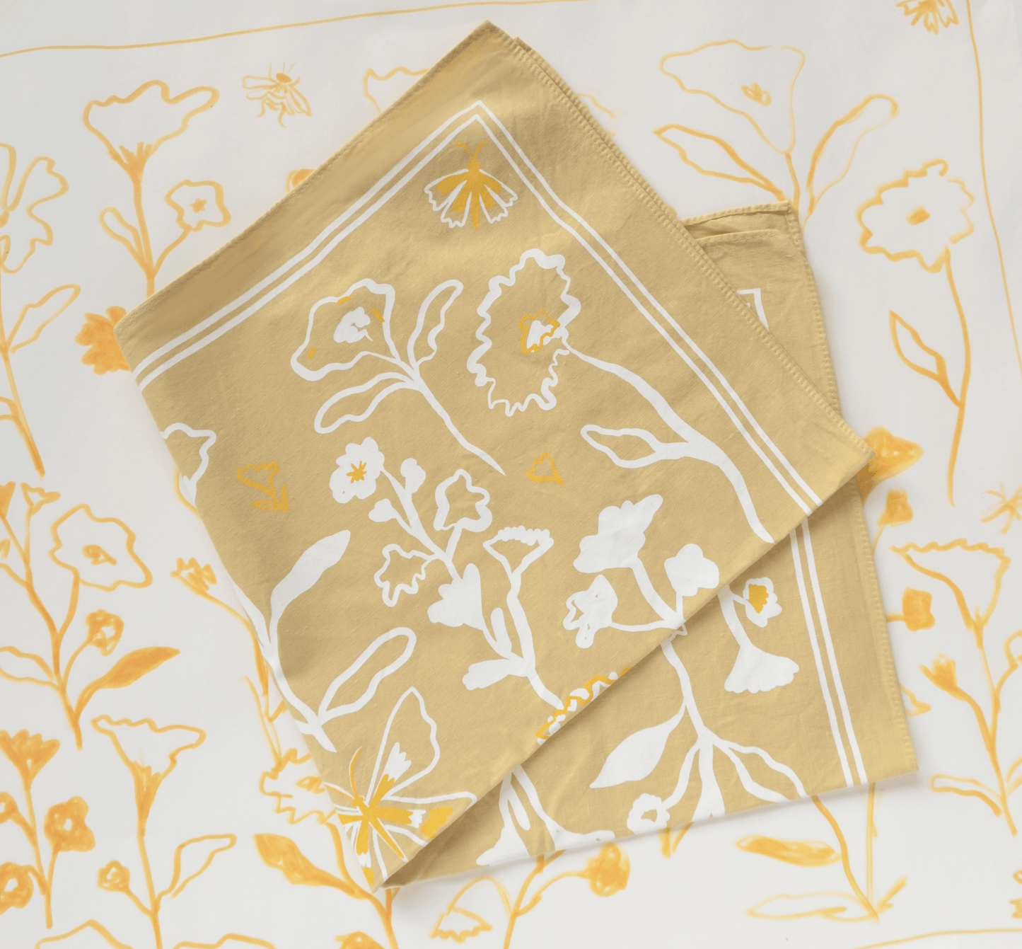 Blossoms Bandana - Screenprinted Cotton Nature-Inspired Gift