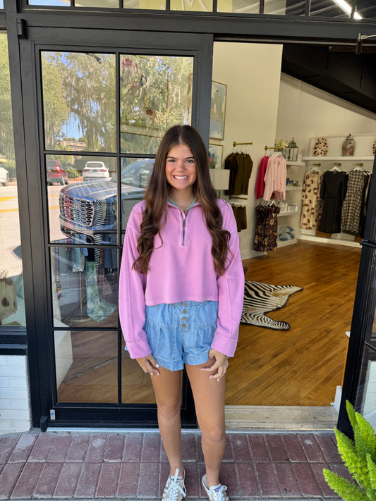 We The Free Celeste Quarter Zip - Hummingbird Pink