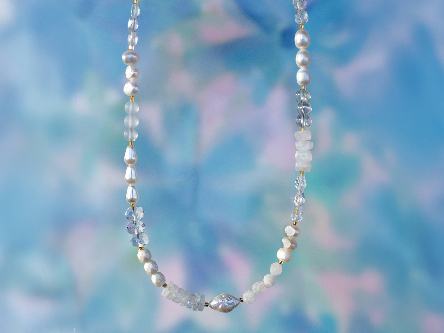 Pearl and Moonstone Beaded Necklace