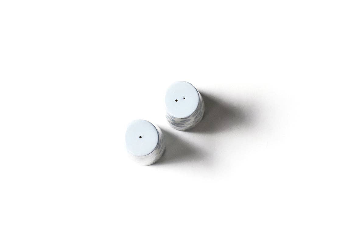 Iris Blue Pip Pedestal Salt and Pepper Shaker Set