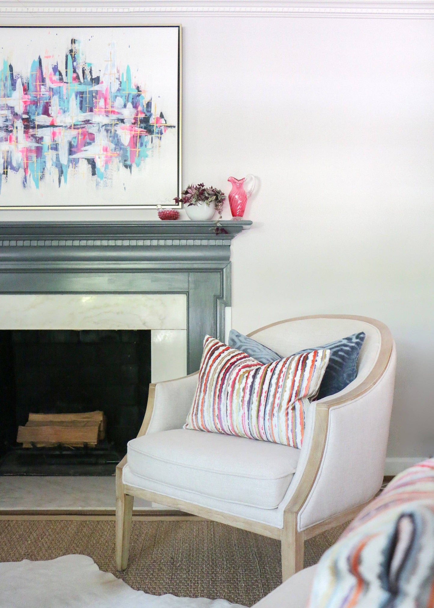 Millie Confetti - Multi-Colored Cut Velvet Throw Pillow