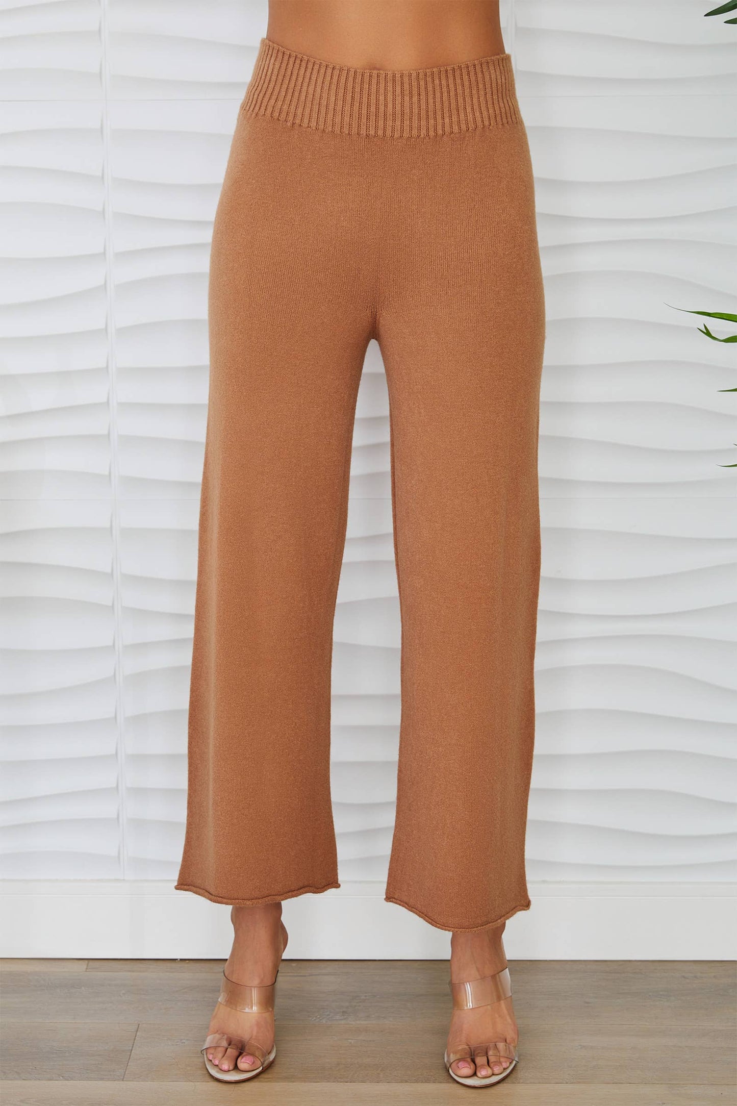 COZY KNIT CROPPED WIDE LEG PANT (330201/27736)