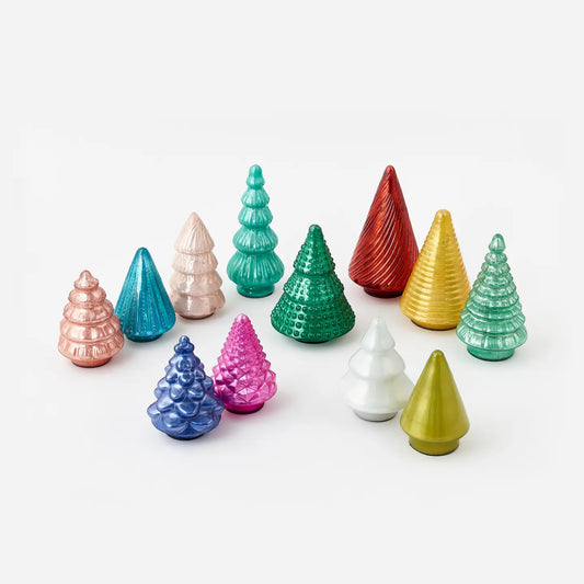Vintage-Style Mercury Glass Christmas Tree Décor, Assorted