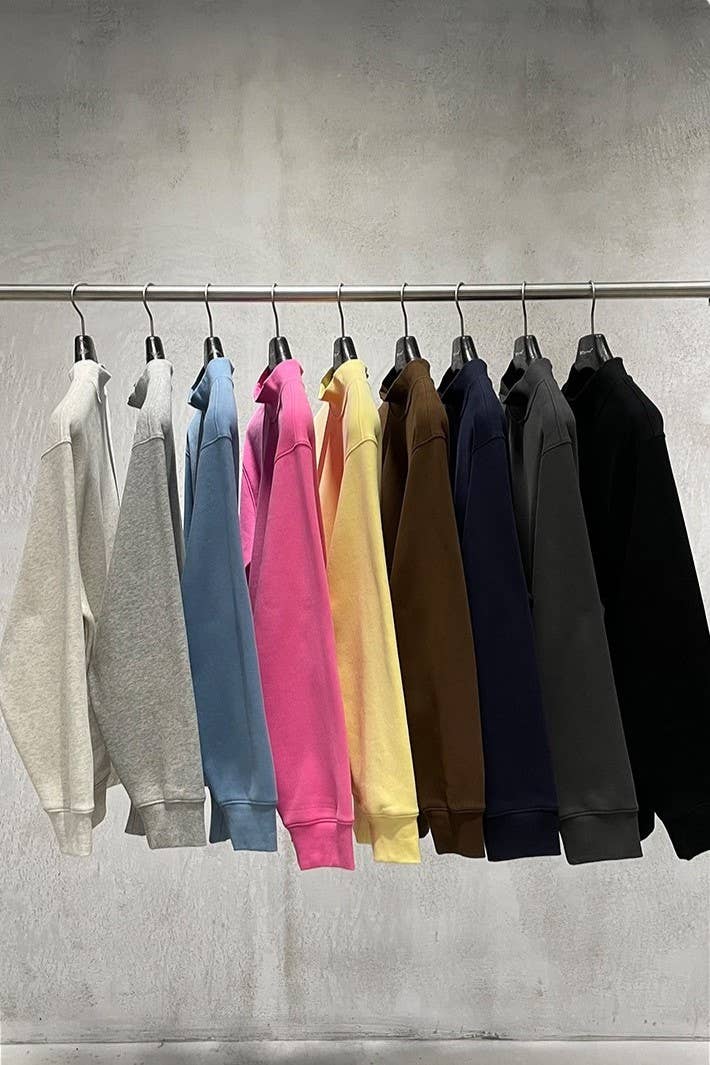 Cotton blend Fleece Oversized mock neck sweatshirt in solid