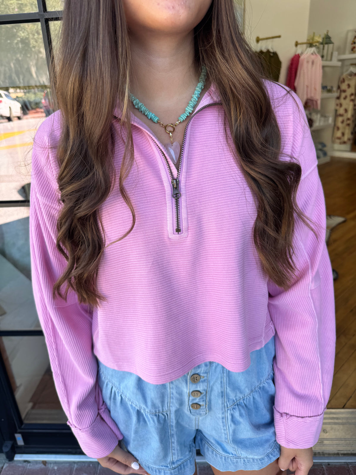 We The Free Celeste Quarter Zip - Hummingbird Pink