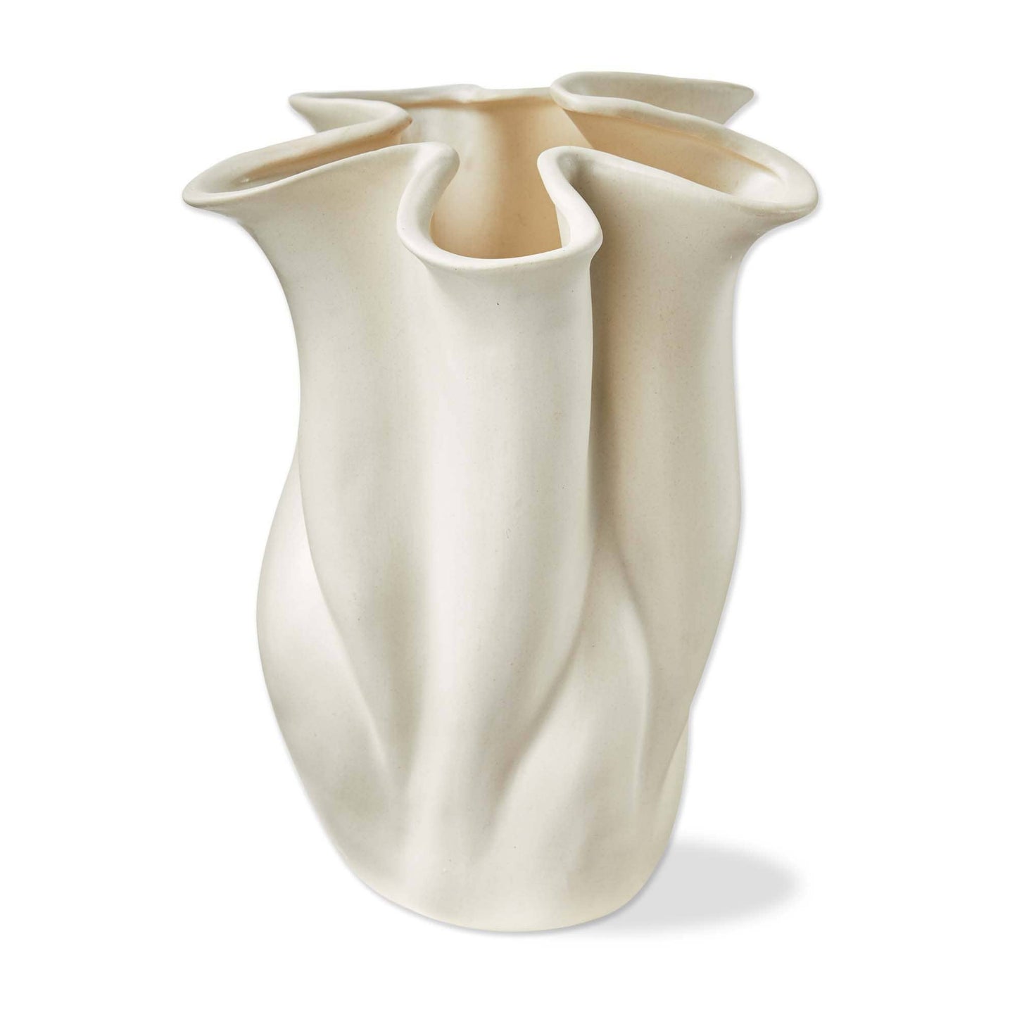 Organic Swirl Edge Vase Ivory Stoneware Everyday