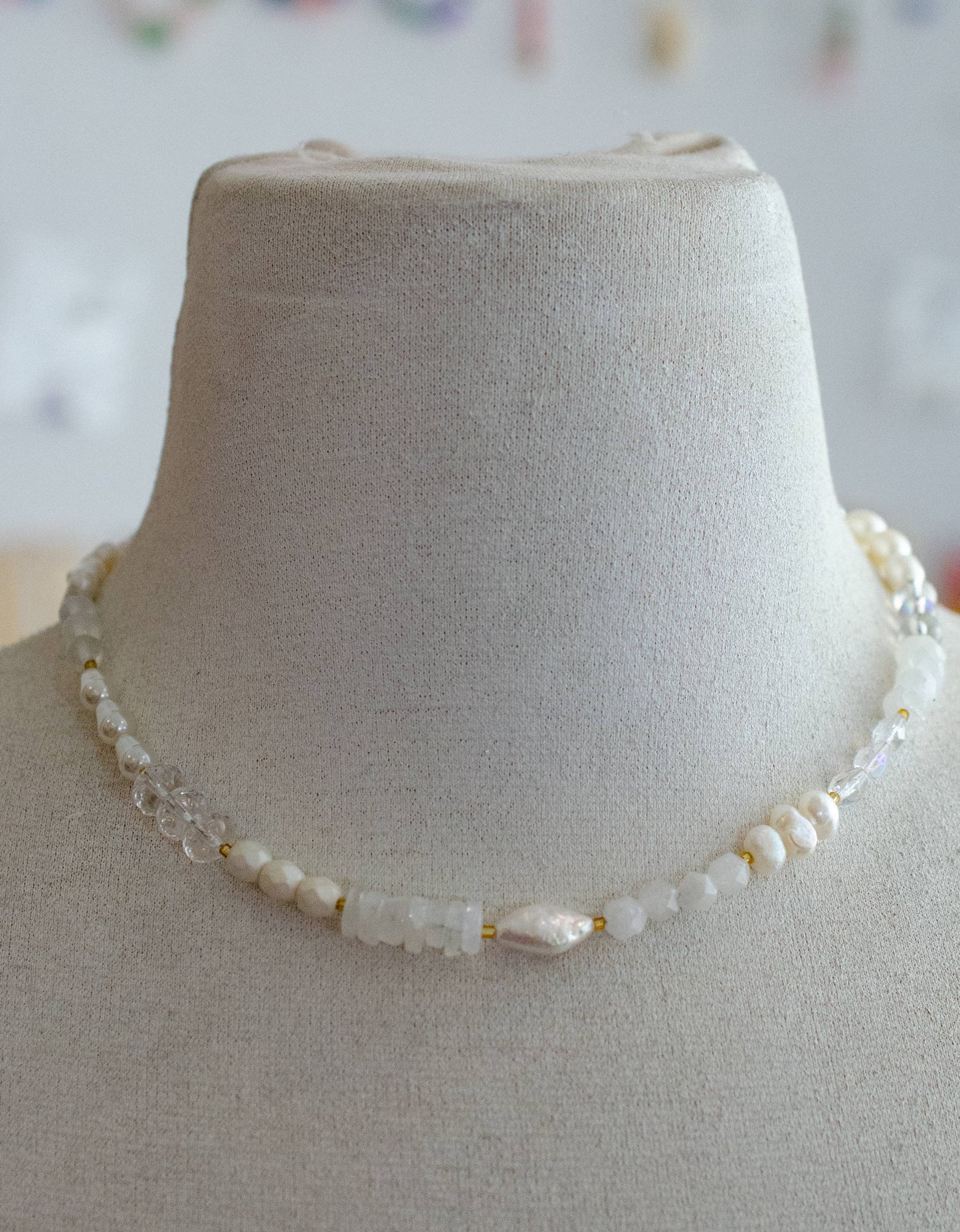 Pearl and Moonstone Beaded Necklace