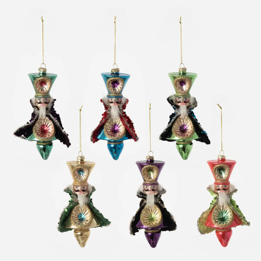 Nutcracker Finial Glass Ornament
