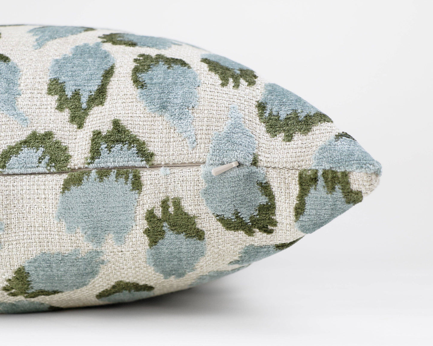 Lottie Mineral -Aqua & Green Spotted Cut Velvet Throw Pillow