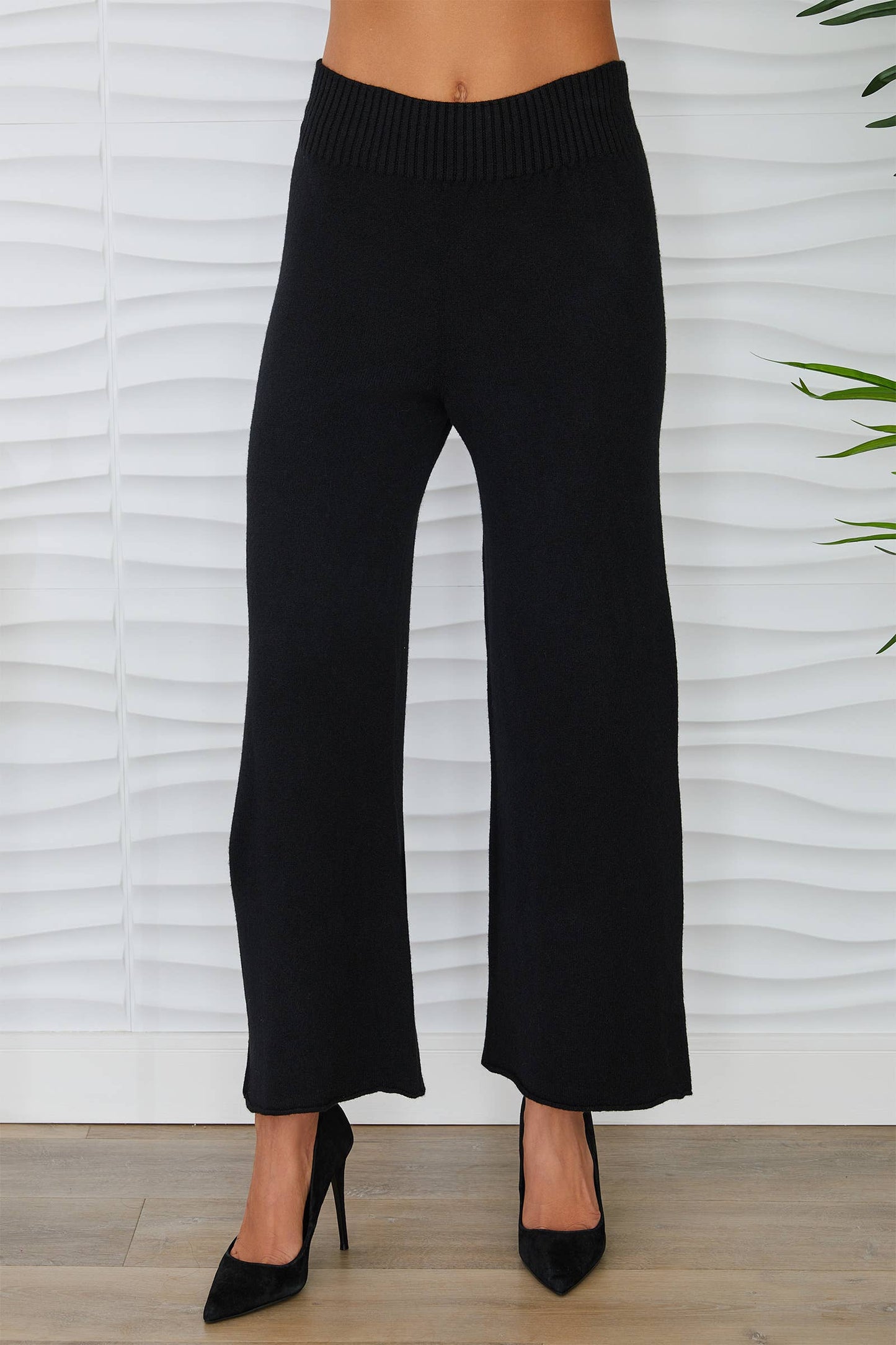 COZY KNIT CROPPED WIDE LEG PANT (330201/27736)