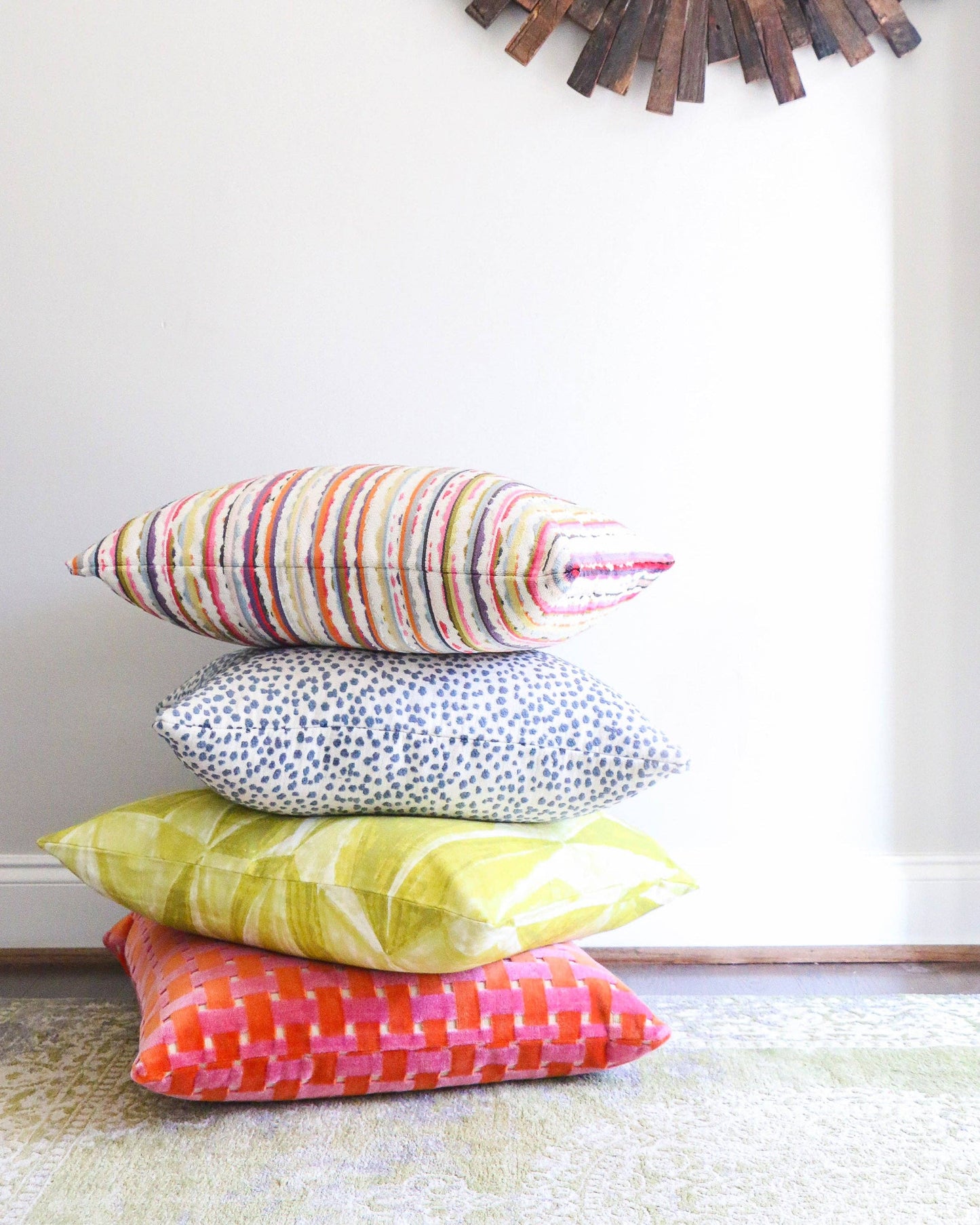 Millie Confetti - Multi-Colored Cut Velvet Throw Pillow