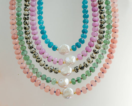 Gemstone and Pearl Beaded Necklace