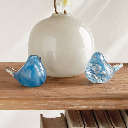 Little Finches Glass Bird Sculptures