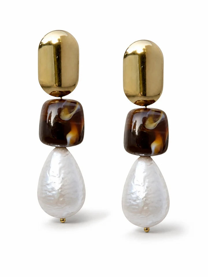 Block Party Statement Earrings Brown