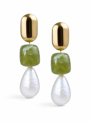 Block Party Statement Earrings Green