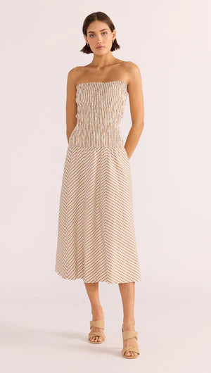 Artemis Shirred Bandeau Midi Dress