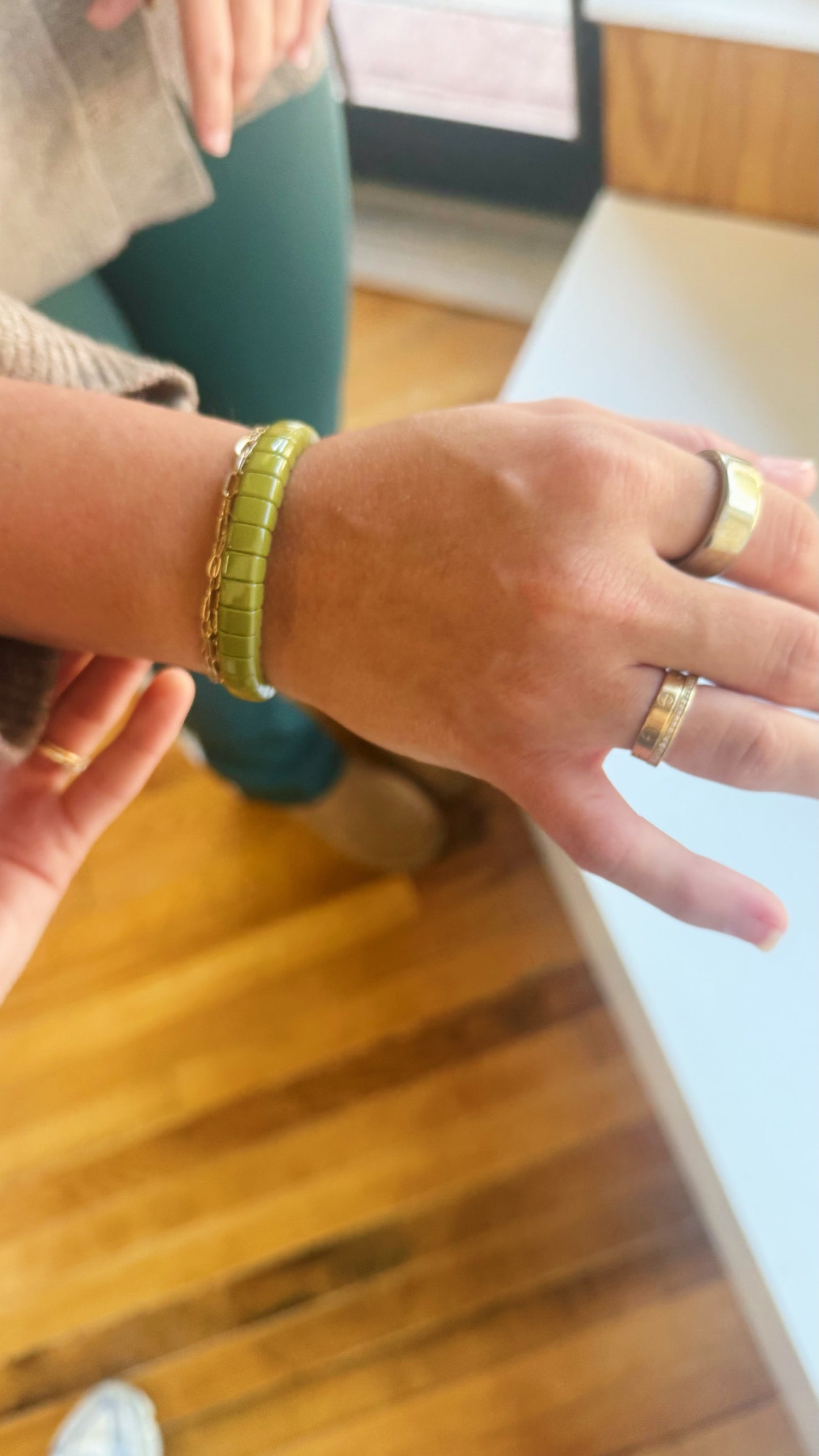 Olive Colored Flat Bracelet