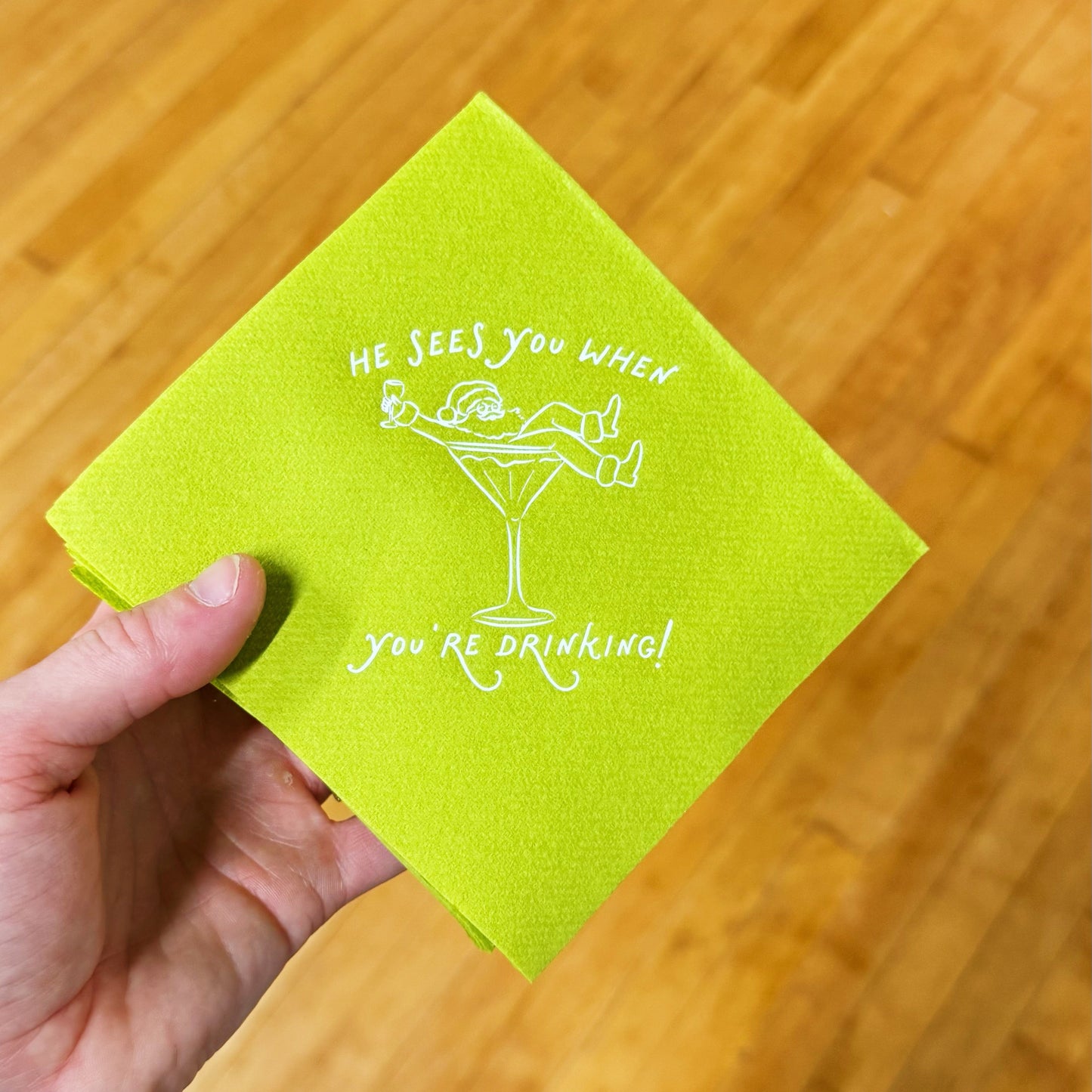 He Sees You When You're Drinking! Christmas Cocktail Napkins