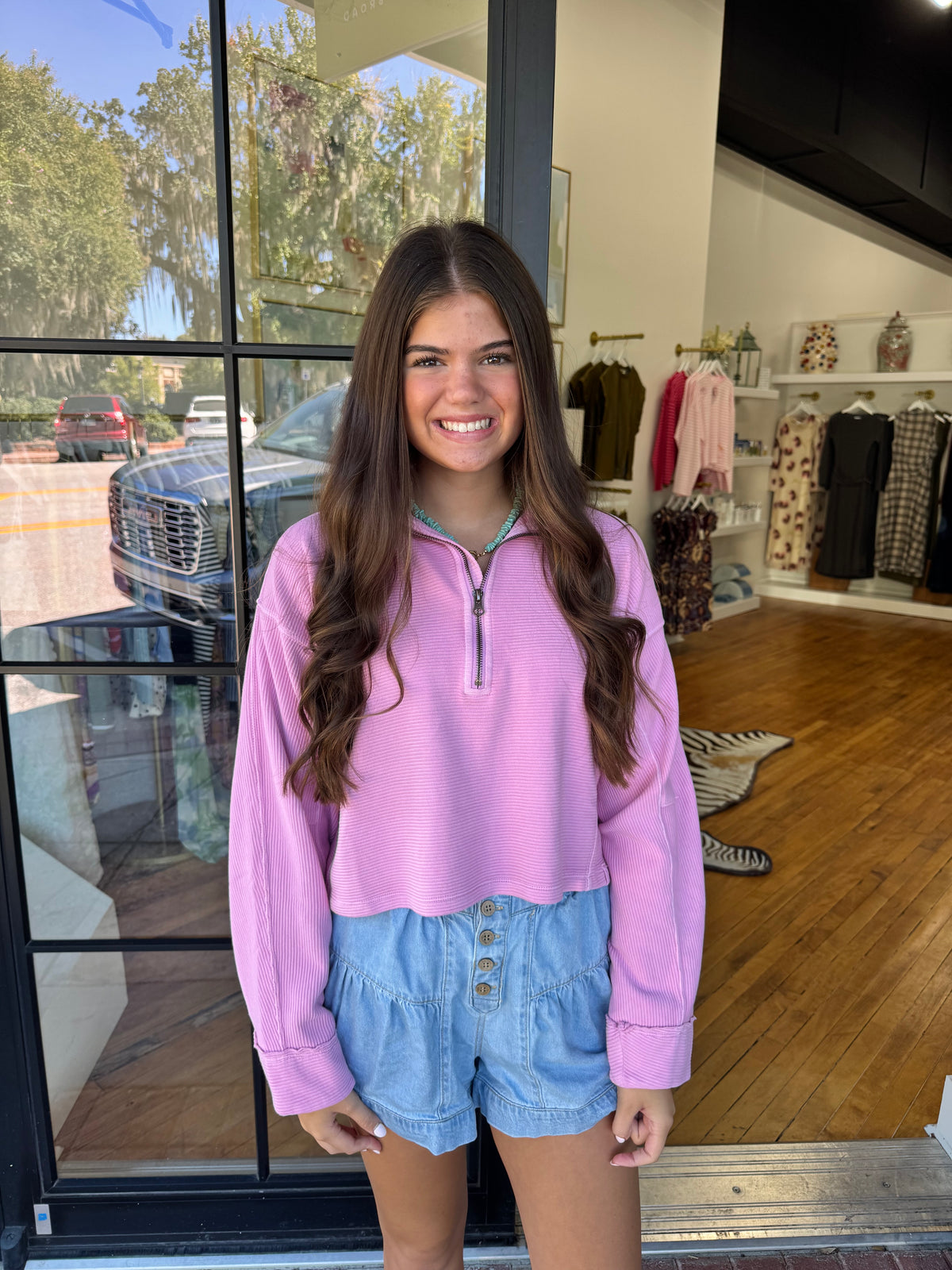 We The Free Celeste Quarter Zip - Hummingbird Pink