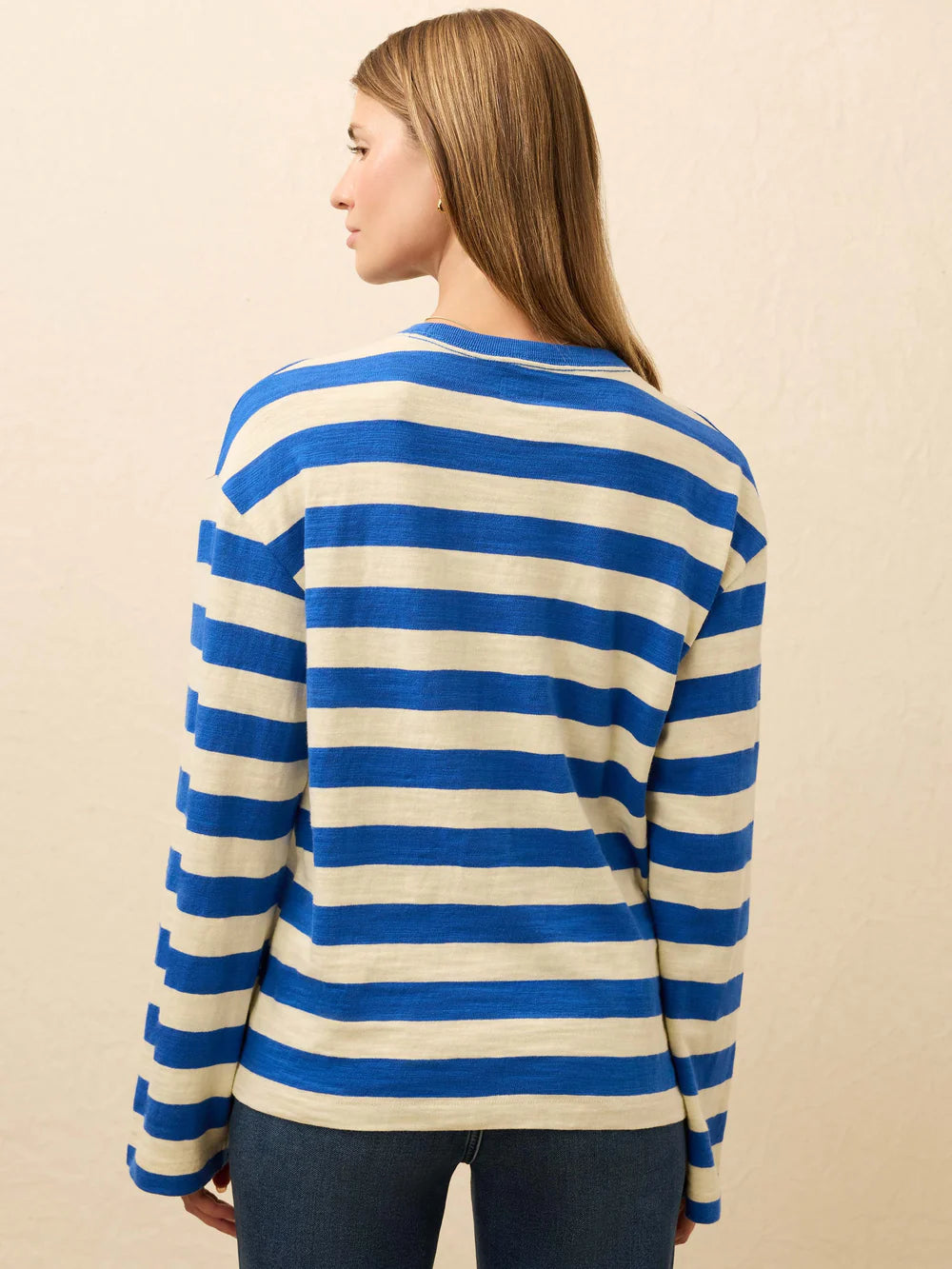 Sunwashed Slub Long-Sleeve Retro Tee - Sea Stripe