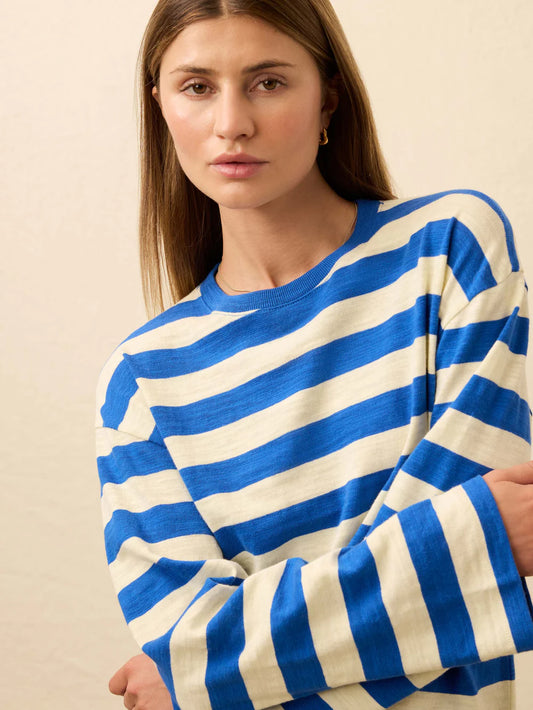 Sunwashed Slub Long-Sleeve Retro Tee - Sea Stripe