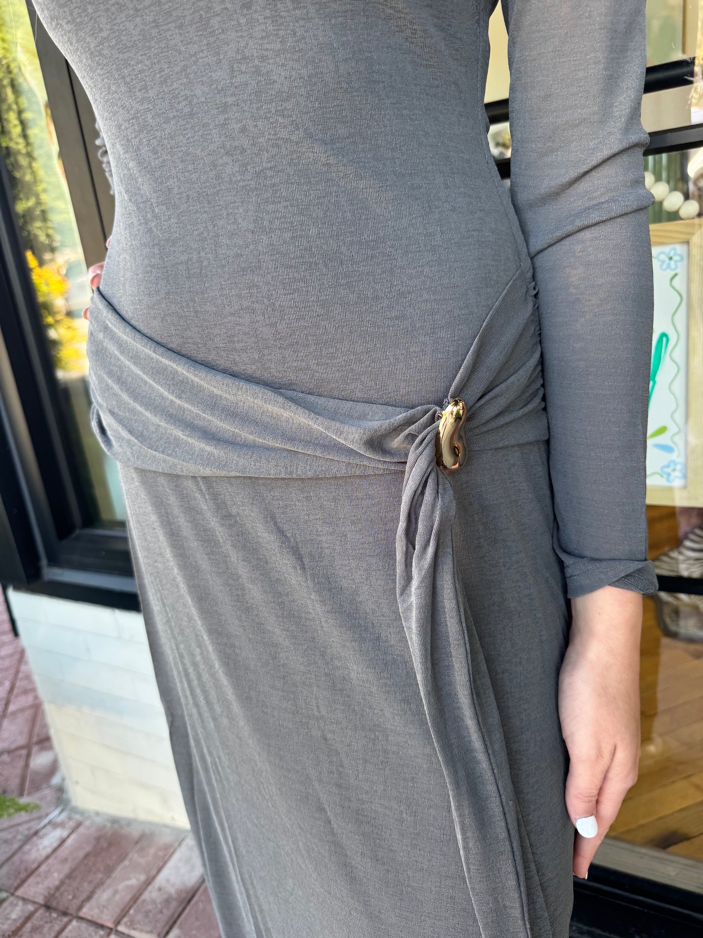 Lunar Tie Detail Midi Dress