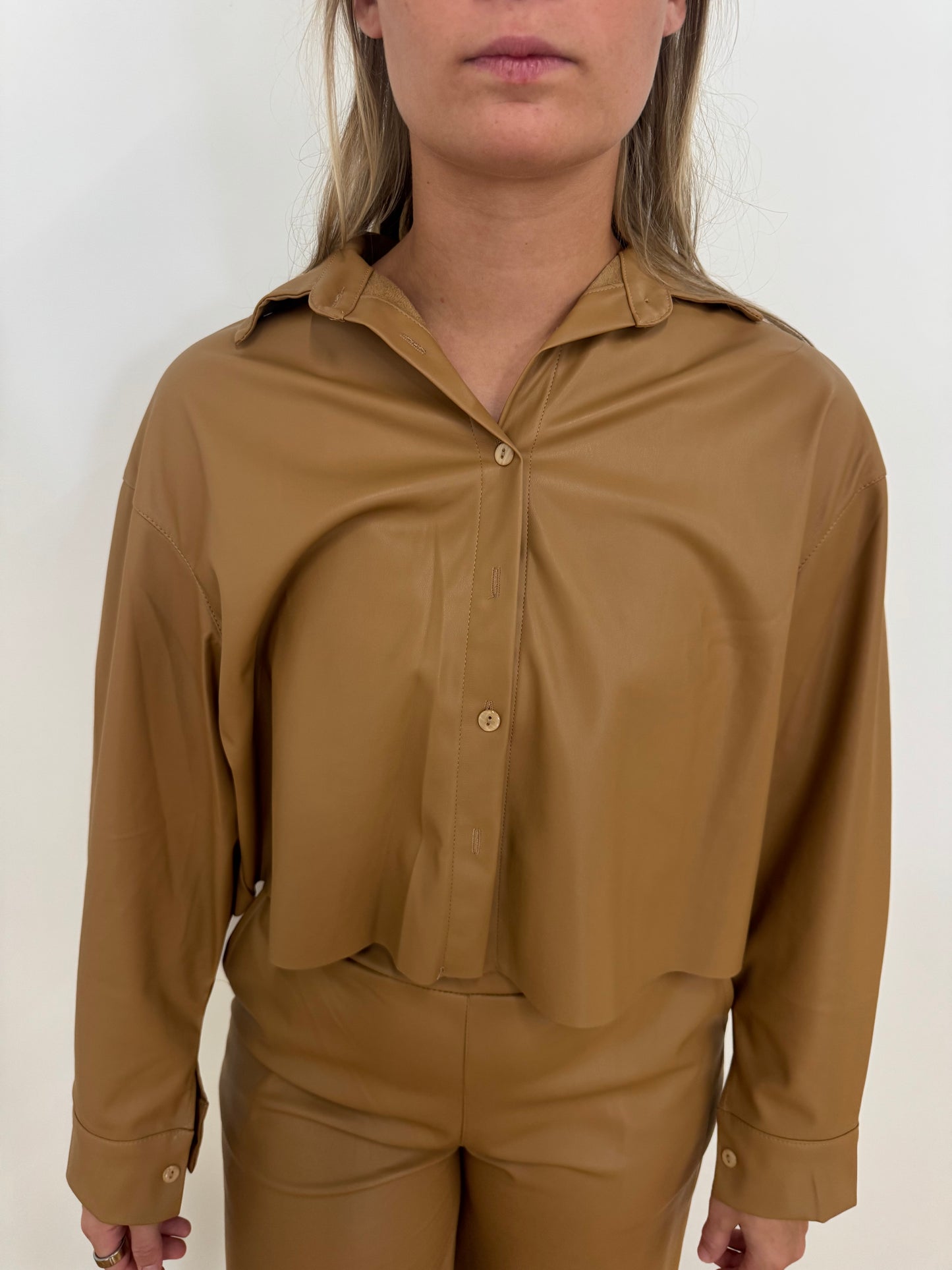 Leather Camel Botton Down