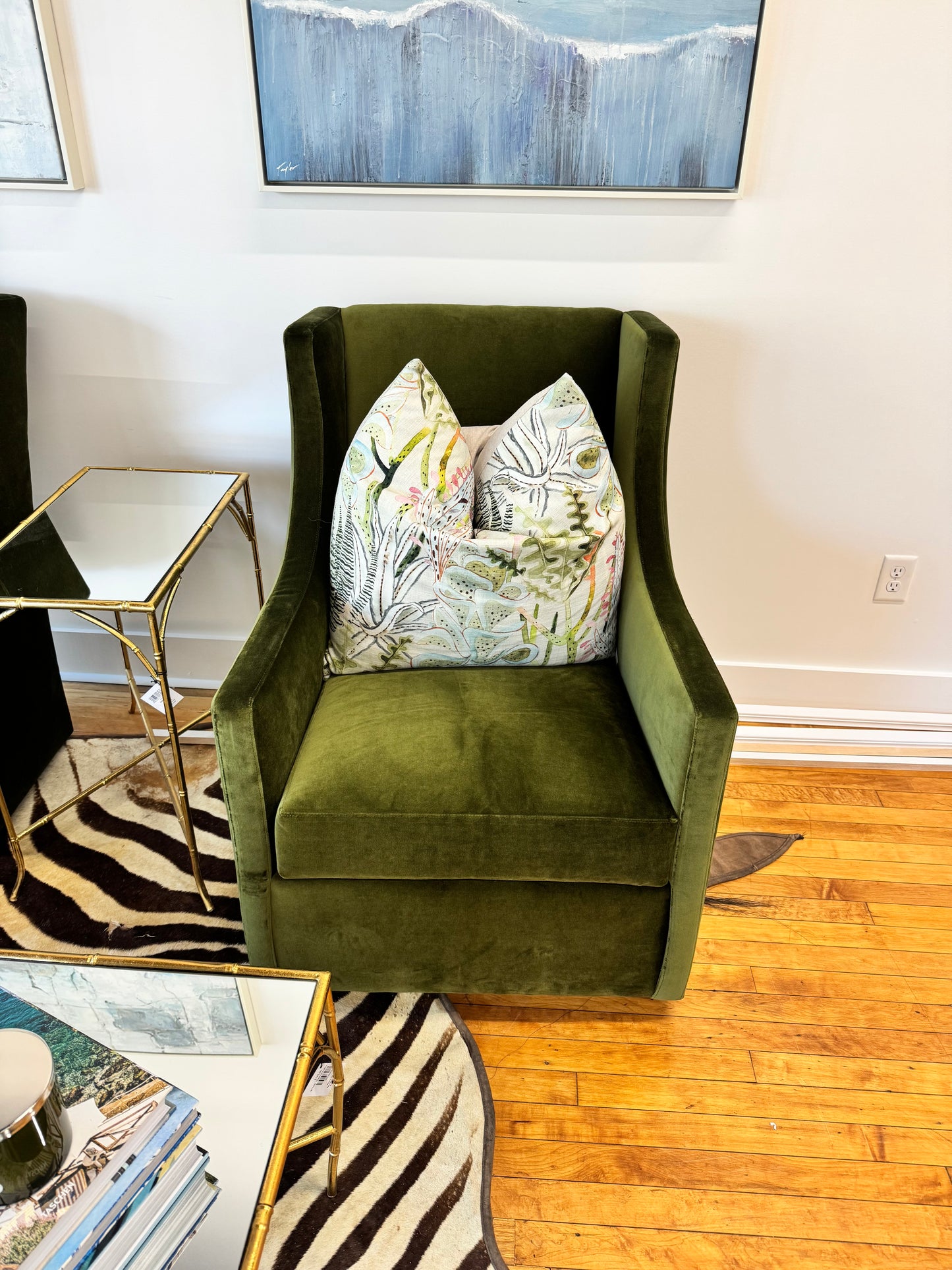 Green Velvet Swivel Chair