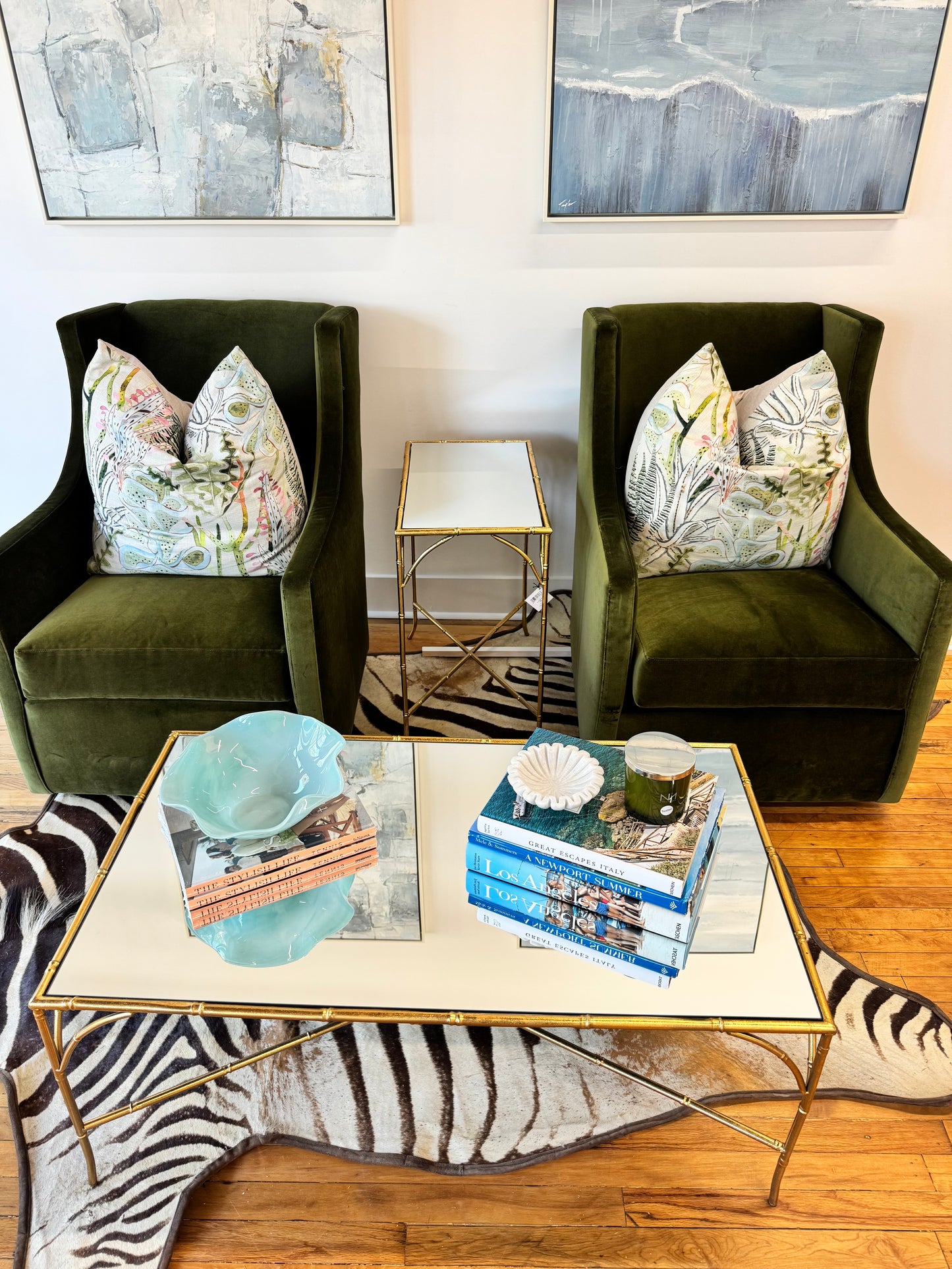 Green Velvet Swivel Chair