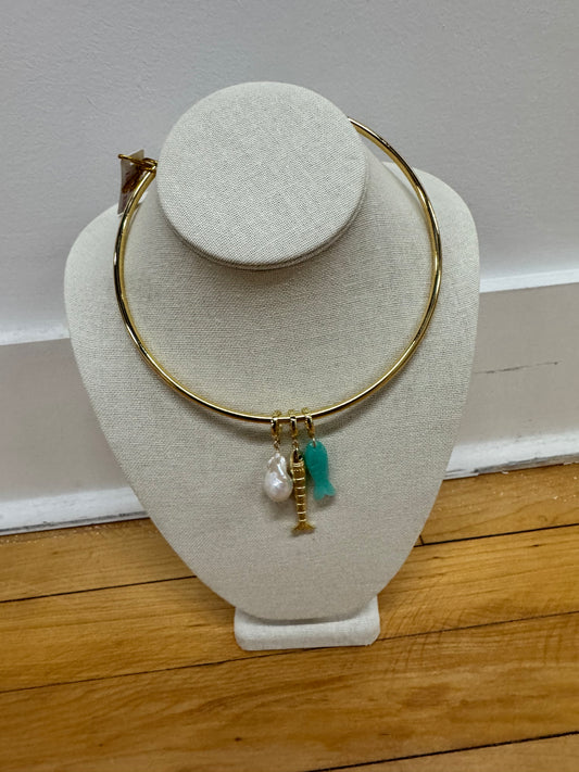 Thick Collar Fish and Pearl Necklace