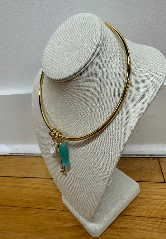 Thick Collar Fish and Pearl Necklace