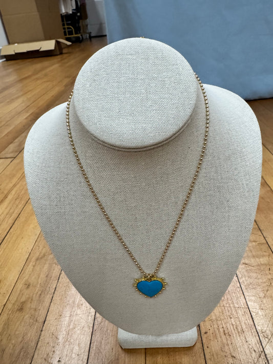 Turquoise Fringed Heart Necklace