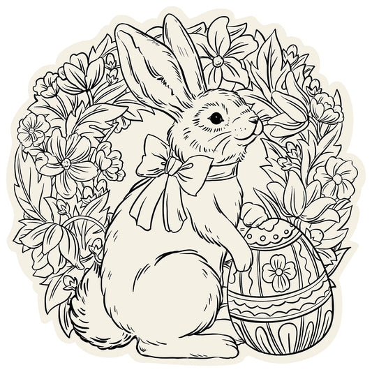 Die-cut Coloring Bunny Wreath Placemat