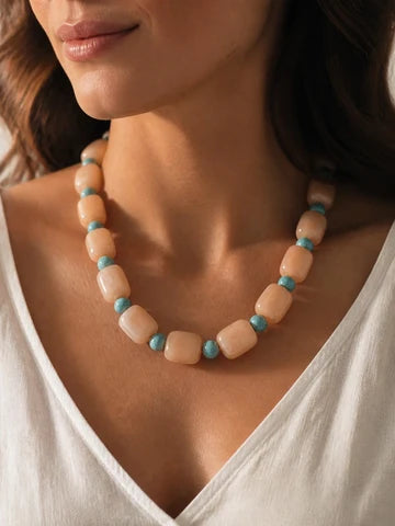 Block Party Necklace Coral