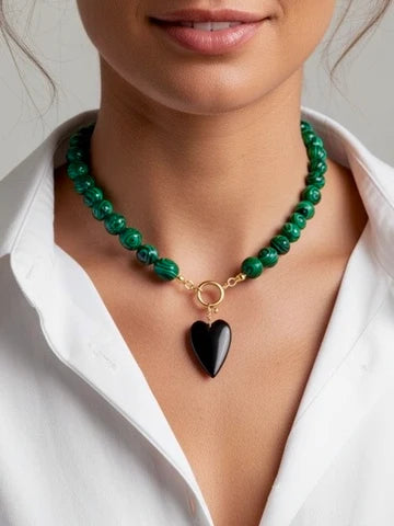 Rebel Heart Beaded Necklace Brown Heart