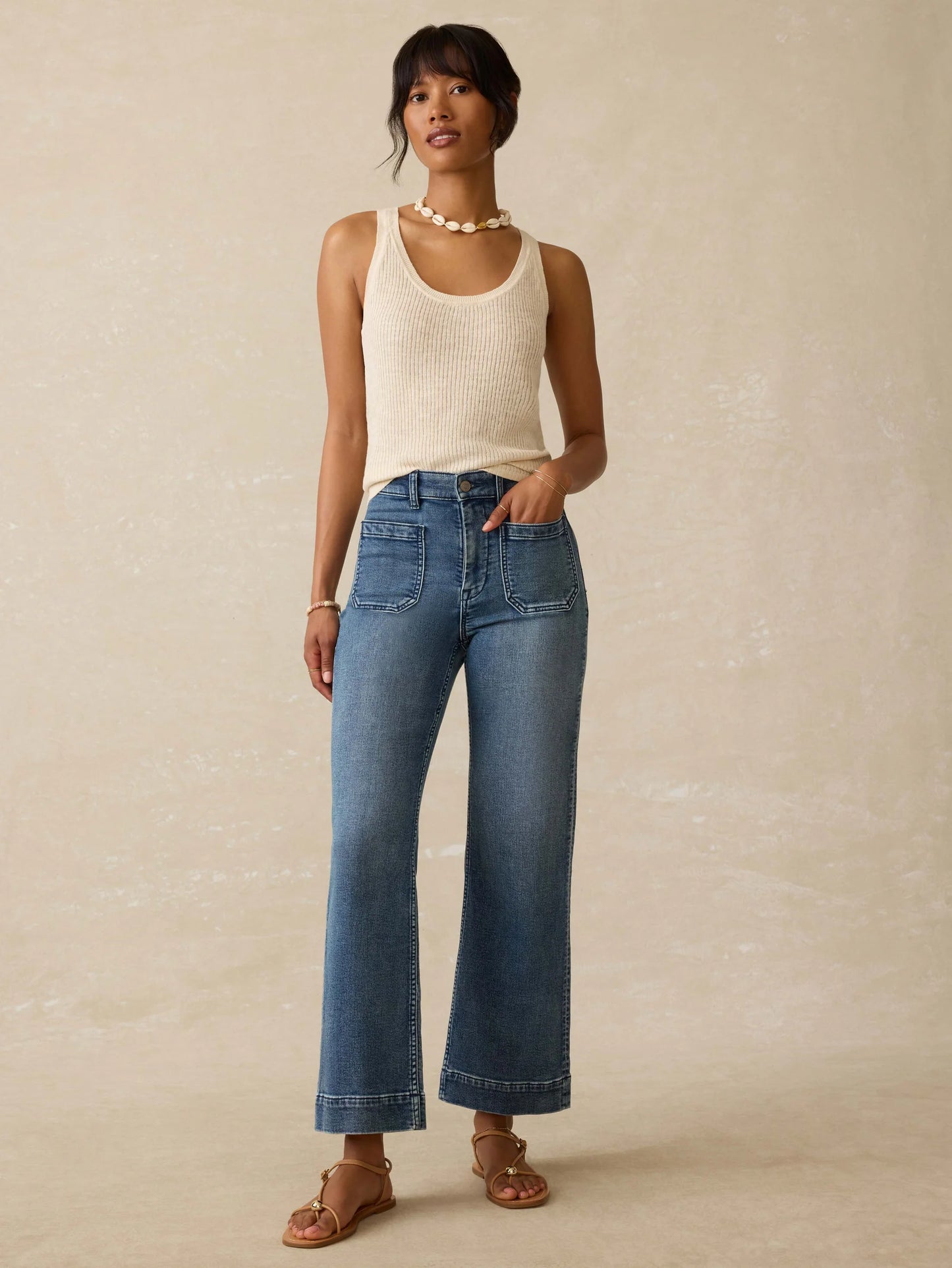 Stretch Terry Patch Pocket Ankle Pant - Riverton Wash