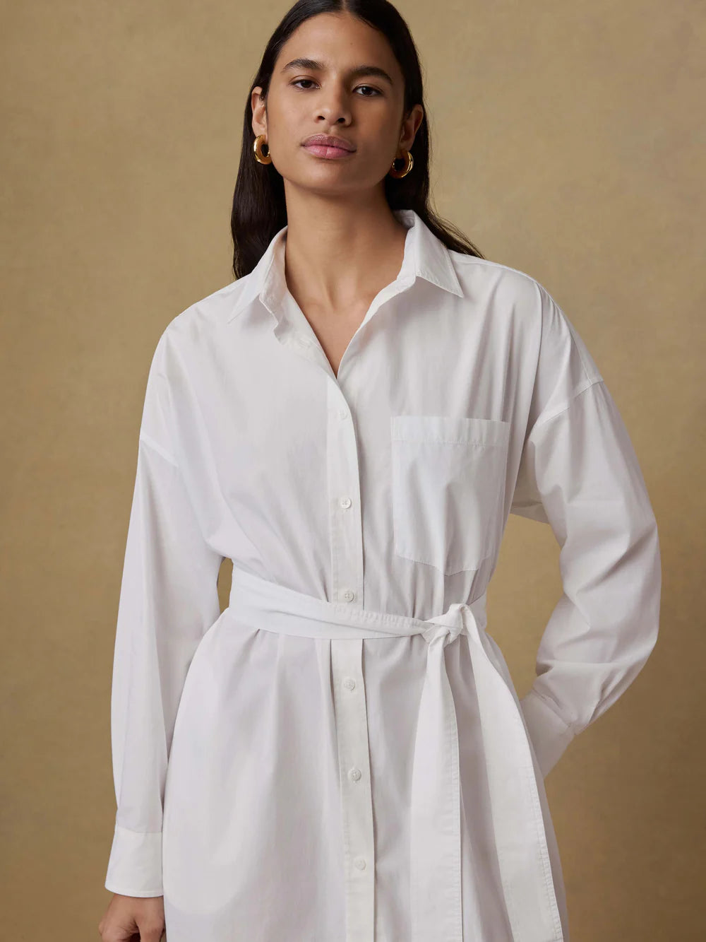 Coastal Poplin Rio Shirt Dress - White