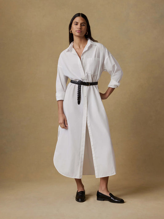 Coastal Poplin Rio Shirt Dress - White