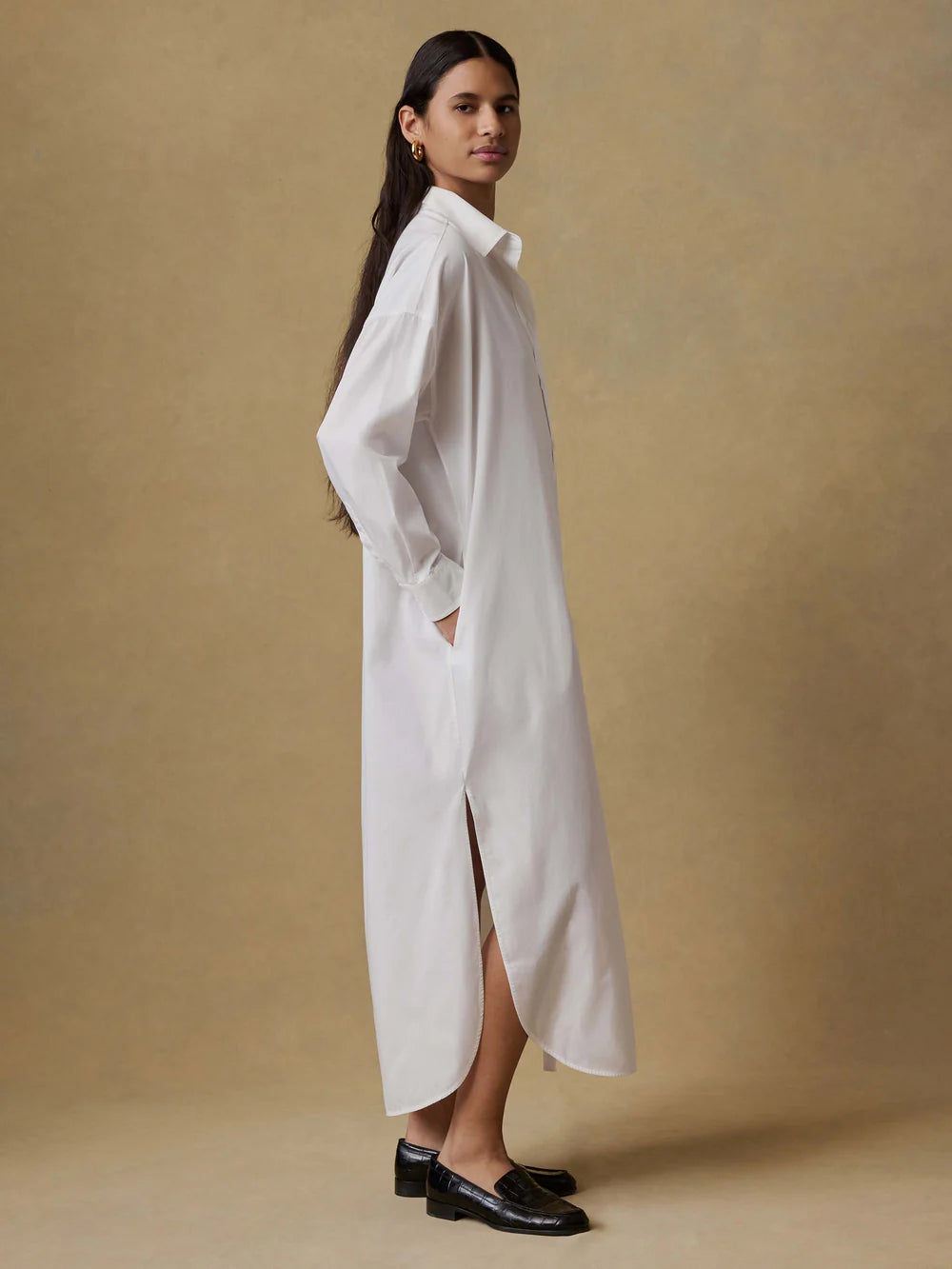 Coastal Poplin Rio Shirt Dress - White