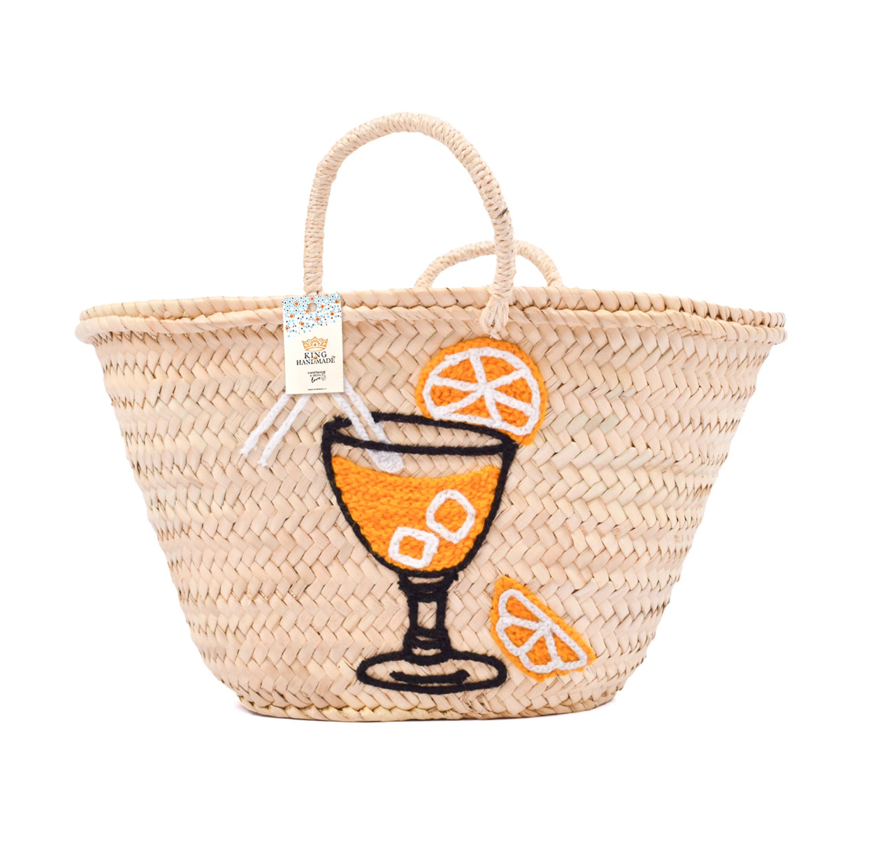 Handwoven Spritz Basket with Orange Cocktail Design