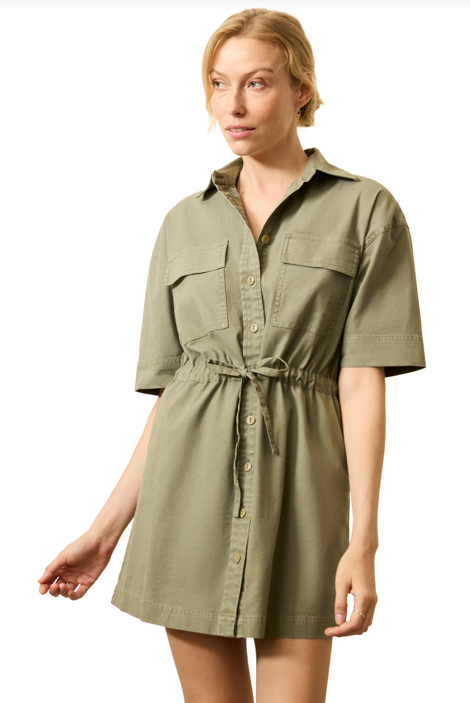 Utility Twill Mini Shirtdress