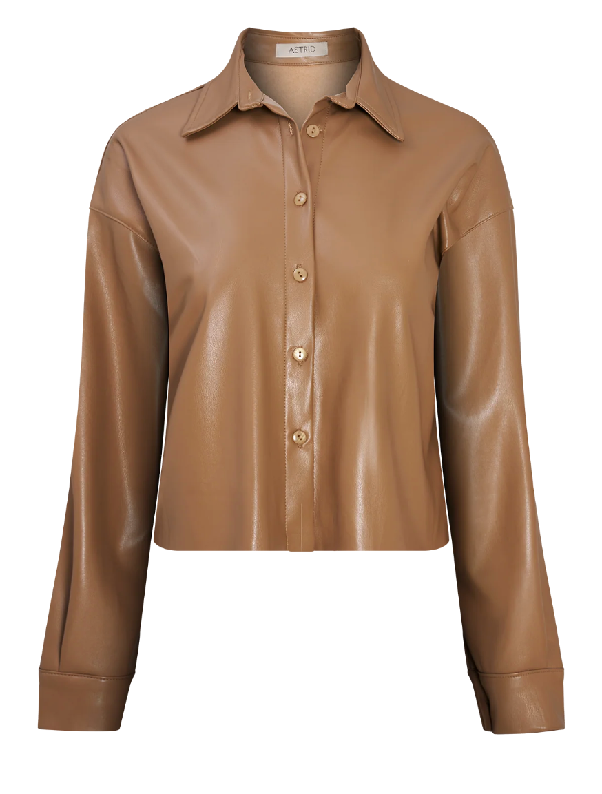 Leather Camel Botton Down