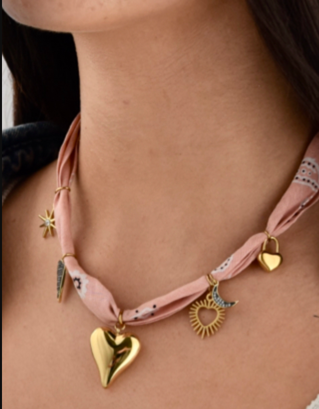 Moon and Back Charm Necklace