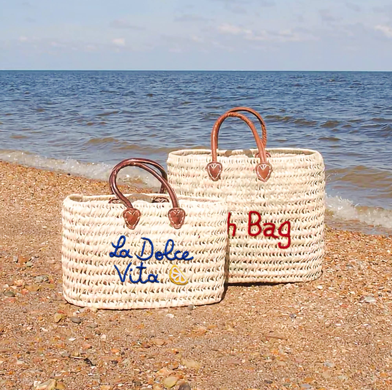 Personalized Palm Leaf Handbag with Leather Handles
