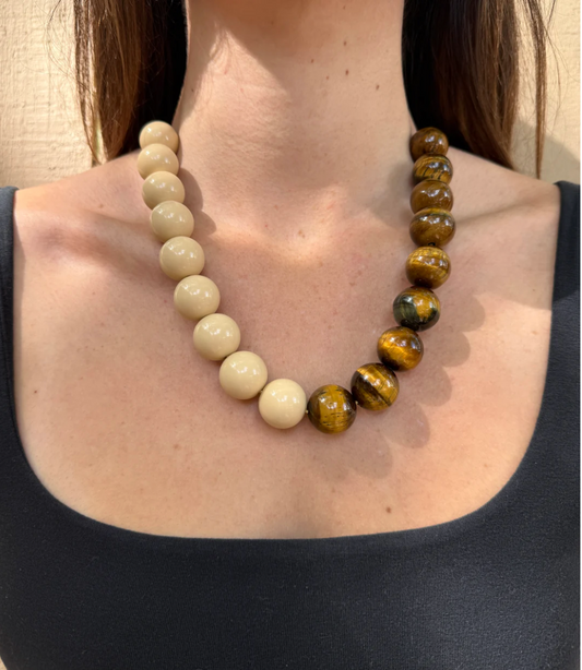 Prism Royale Bubblegum Beaded Necklace Mocha Latte