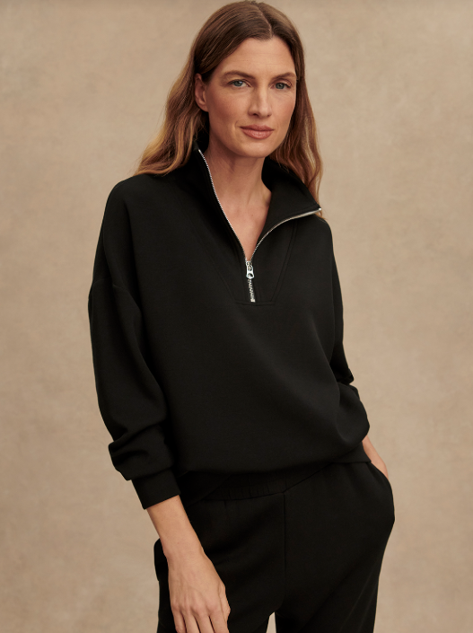Hawley Half Zip Sweat in Black