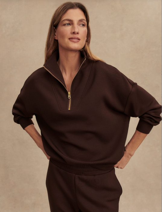 Hawley Half Zip Sweat in Coffee Bean