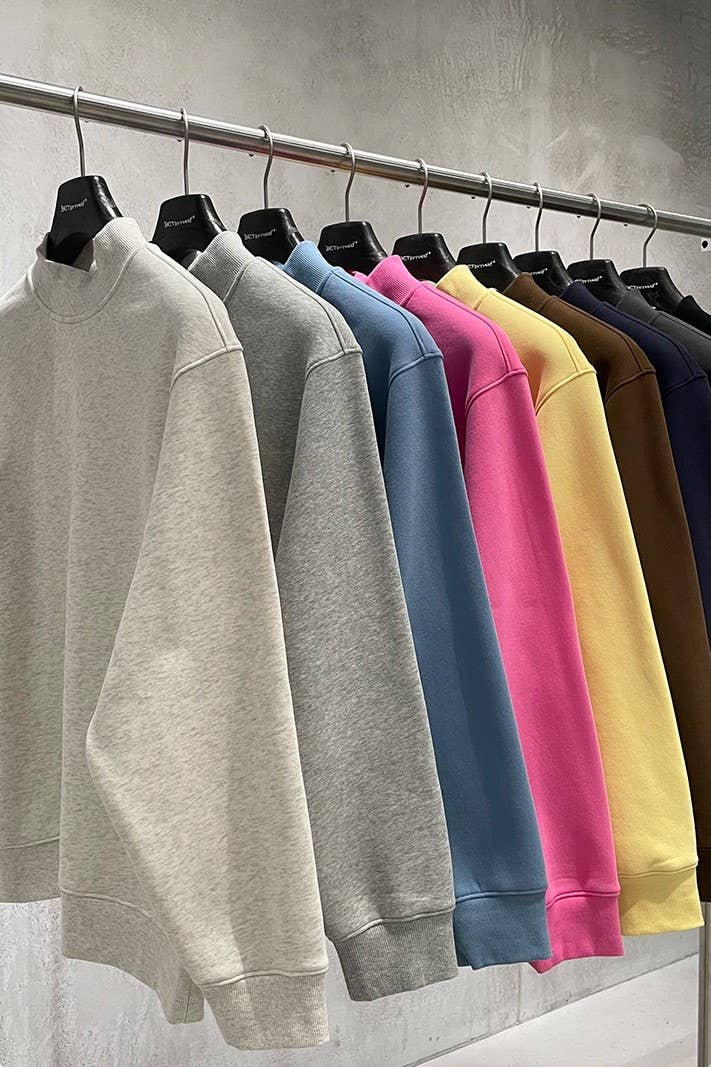 Cotton blend Fleece Oversized mock neck sweatshirt in solid
